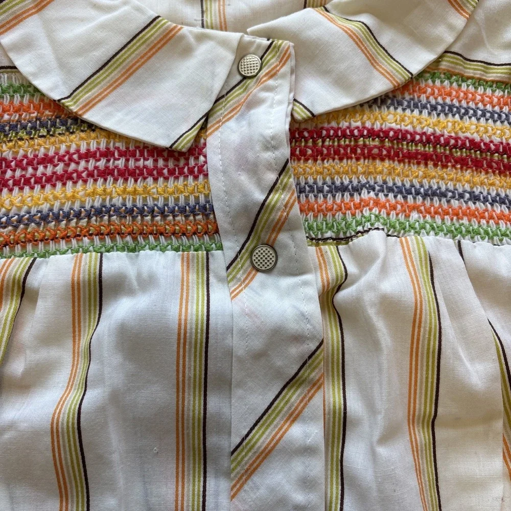 Vtg Grannycore Nightie House Dress Pearl Snap Colorful Embroidered‎ Pockets 60s